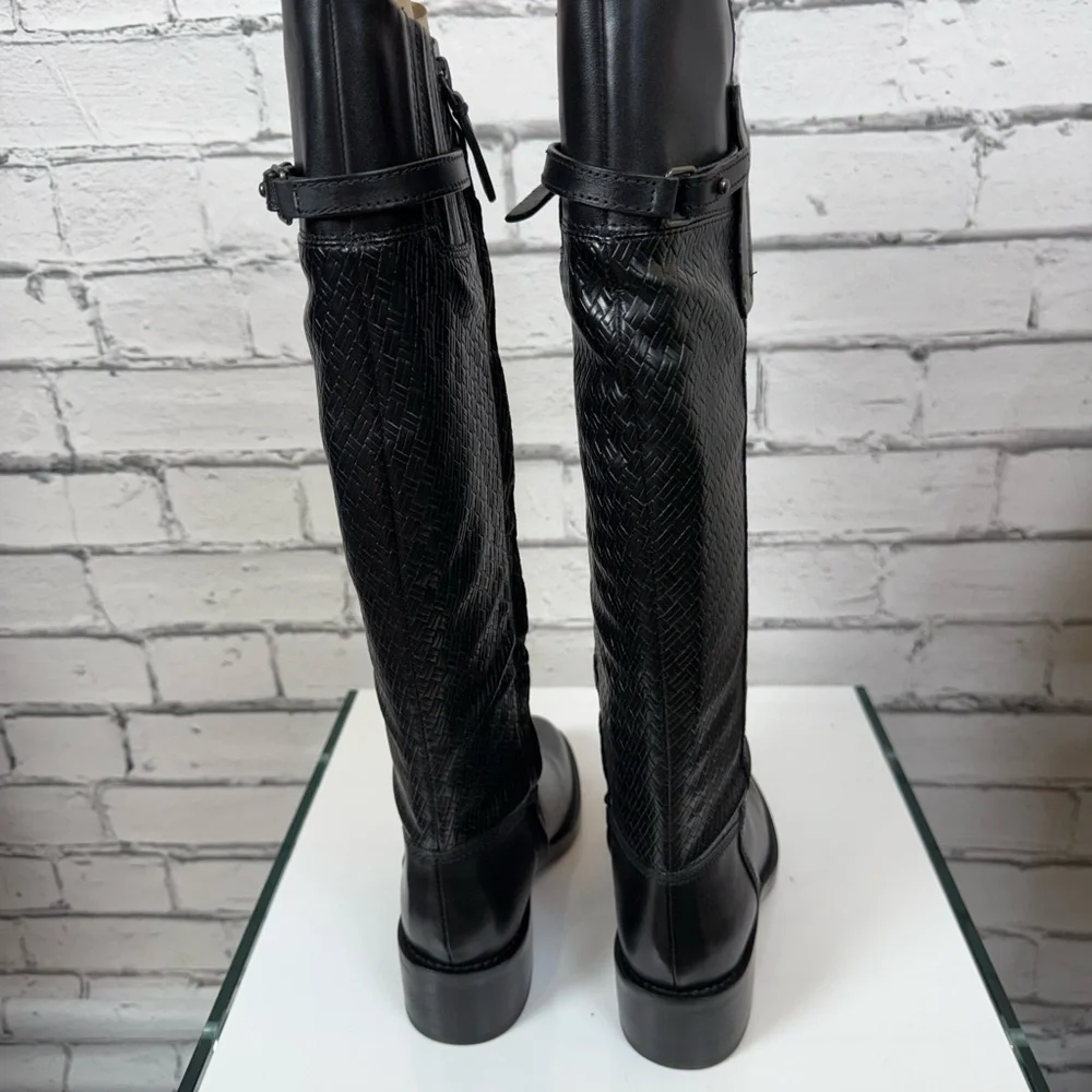 FRANCO SARTO Black L Colt Tall Leather Boots Knee High Shoes Woman's 6.5 NEW
